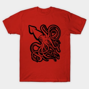 Giant Squid Architeuthis Black Outline T-Shirt